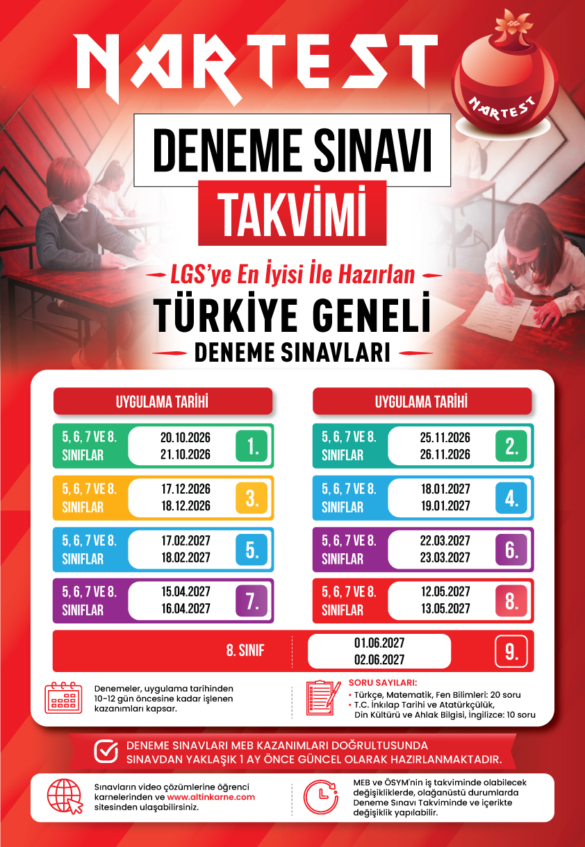 Nartest LGS Kurumsal Deneme Takvimi